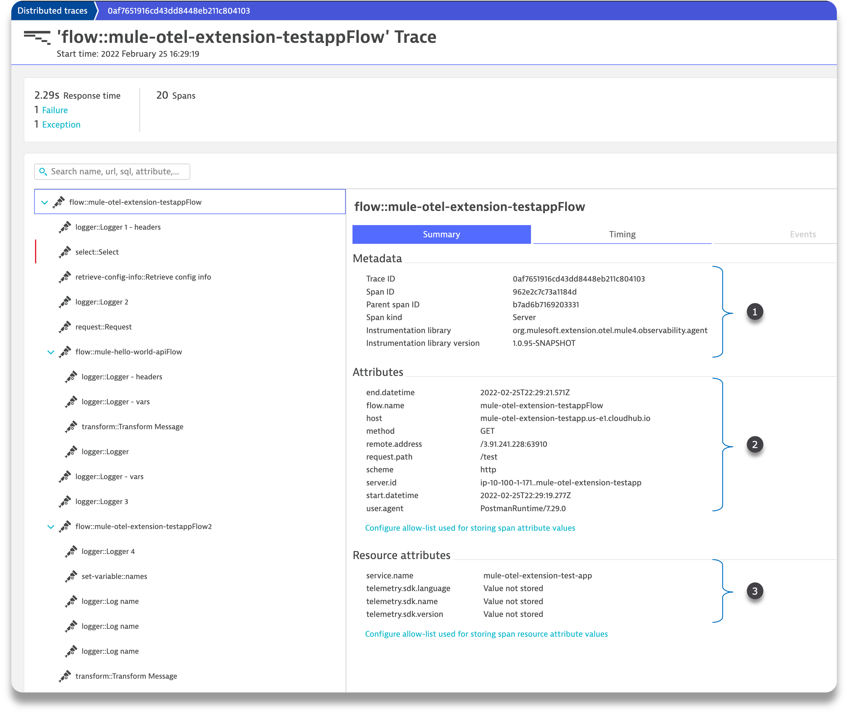 dynatrace distributed rootspan summary